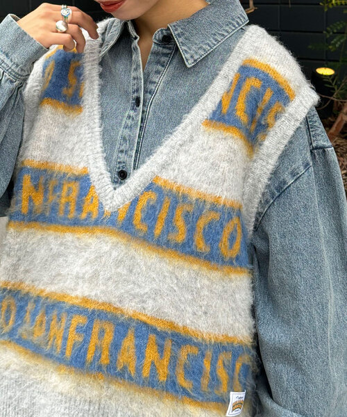 【セール】【HELLO.SANFRANCISCO/ハローサンフランシスコ】ロゴジャガードニットベスト（ベスト）｜HELLO.SANFRANCISCO（ハローサンフランシスコ）