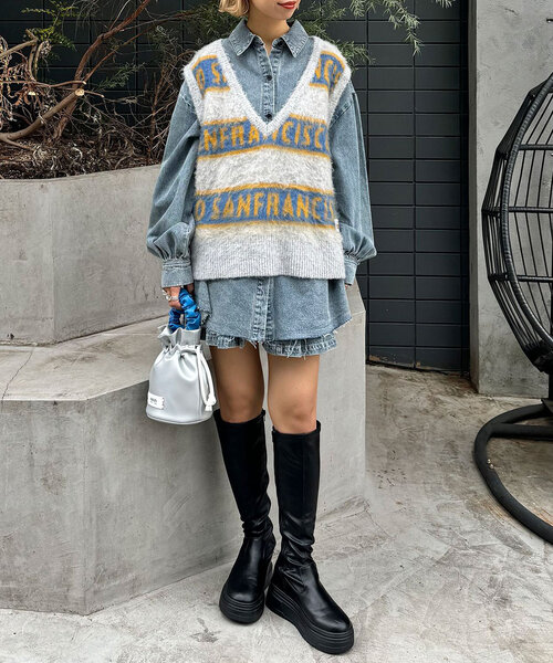 【セール】【HELLO.SANFRANCISCO/ハローサンフランシスコ】ロゴジャガードニットベスト（ベスト）｜HELLO.SANFRANCISCO（ハローサンフランシスコ）