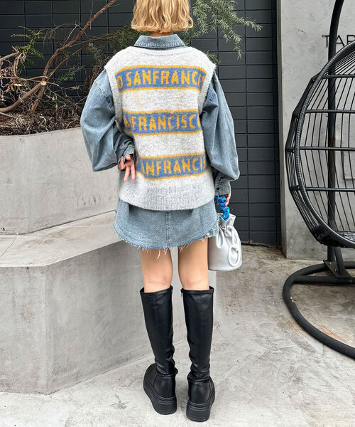 【セール】【HELLO.SANFRANCISCO/ハローサンフランシスコ】ロゴジャガードニットベスト（ベスト）｜HELLO.SANFRANCISCO（ハローサンフランシスコ）
