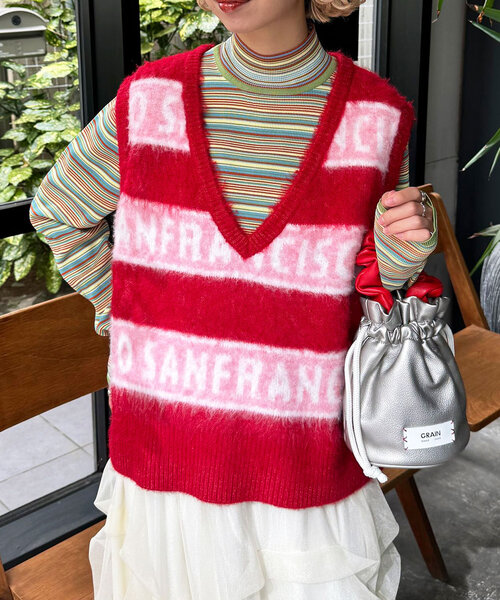 【セール】【HELLO.SANFRANCISCO/ハローサンフランシスコ】ロゴジャガードニットベスト（ベスト）｜HELLO.SANFRANCISCO（ハローサンフランシスコ）