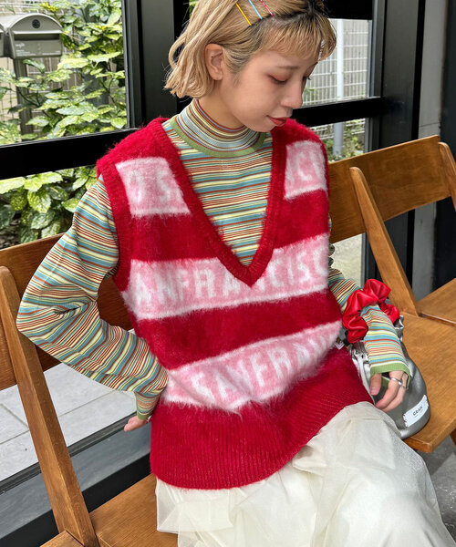 【セール】【HELLO.SANFRANCISCO/ハローサンフランシスコ】ロゴジャガードニットベスト（ベスト）｜HELLO.SANFRANCISCO（ハローサンフランシスコ）