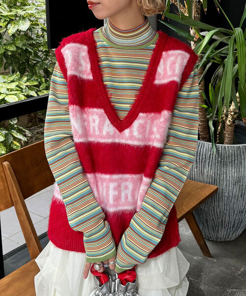 【セール】【HELLO.SANFRANCISCO/ハローサンフランシスコ】ロゴジャガードニットベスト（ベスト）｜HELLO.SANFRANCISCO（ハローサンフランシスコ）