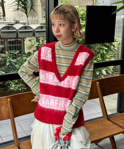 【セール】【HELLO.SANFRANCISCO/ハローサンフランシスコ】ロゴジャガードニットベスト（ベスト）｜HELLO.SANFRANCISCO（ハローサンフランシスコ）