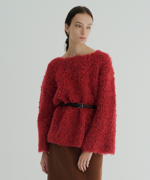 CLANE(クラネ)の「BEAR SHAGGY HAND KNIT TOPS(ニット/セーター・レディース・ネイビー/アイボリー/レッド・2/1)」の15枚目の写真