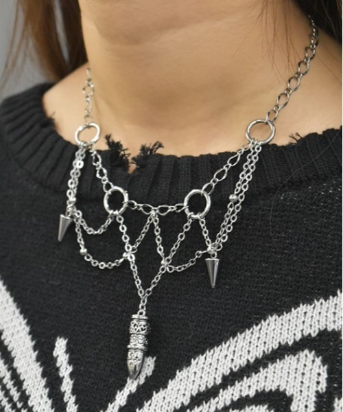 axes femme POETIQUE（アクシーズファムポエティック）の「シルバー・ブレットネックレス（ネックレス・レディース・ブラック/シルバー・FREE）」の2枚目の写真