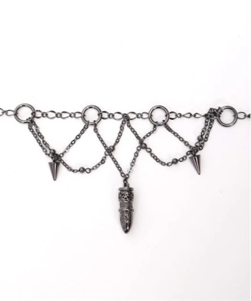 axes femme POETIQUE（アクシーズファムポエティック）の「シルバー・ブレットネックレス（ネックレス・レディース・ブラック/シルバー・FREE）」の4枚目の写真