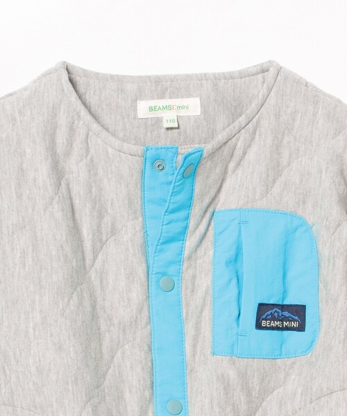 BEAMS mini（ビームスミニ）の「接結 キルト ジャケット 2024（90～150cm）（カーディガン/ボレロ・キッズ・ライトグレー/グリーン系その他4・90/100/120/130/140/150/110）」の4枚目の写真