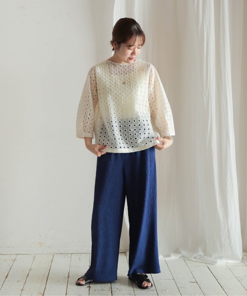 NOMBRE IMPAIR（ノンブルアンペール）の「カット楊柳　イージーパンツ（その他パンツ・レディース・ブルー/イエロー/チャコールグレー/ブラック・FREE）」の9枚目の写真