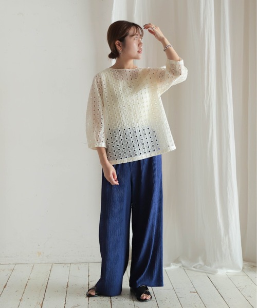 NOMBRE IMPAIR（ノンブルアンペール）の「カット楊柳　イージーパンツ（その他パンツ・レディース・ブルー/イエロー/チャコールグレー/ブラック・FREE）」の8枚目の写真