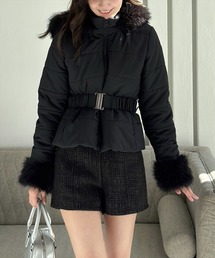 clear | ベルト付ファー中綿ダウン[大人可愛い 体型カバー もこもこ ファー] ≪2024AW新作≫(その他アウター)