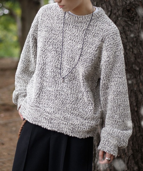 epnok（エプノック）の「ミックスヤーンルーズニット（ニット/セーター・メンズ・ボルドー/グレー/ブラック・SMALL/MEDIUM/LARGE）」の2枚目の写真