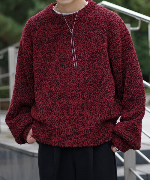 epnok（エプノック）の「ミックスヤーンルーズニット（ニット/セーター・メンズ・ボルドー/グレー/ブラック・SMALL/MEDIUM/LARGE）」の5枚目の写真