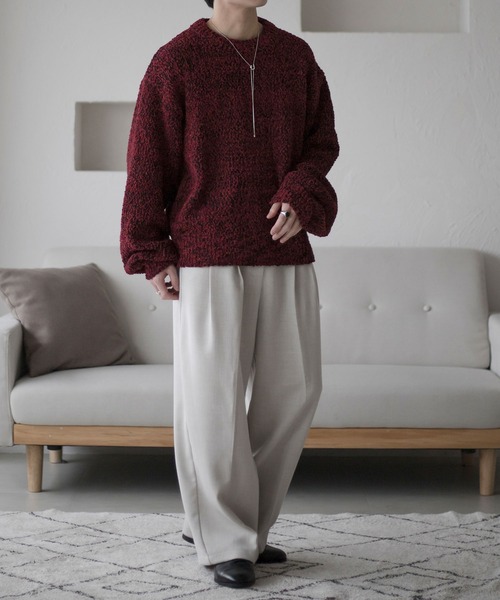 定価6.9万円one on one(NOBLE)★Vネックミックスヤーンニット mix yarn v neck knit / ミックスヤーンVネックニット（ニット