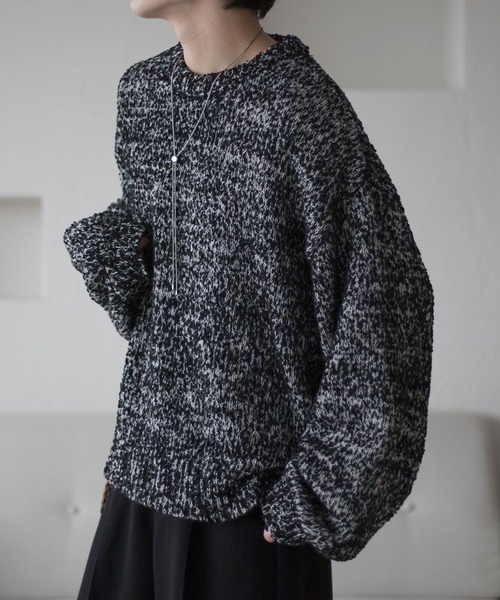 epnok（エプノック）の「ミックスヤーンルーズニット（ニット/セーター・メンズ・ボルドー/グレー/ブラック・SMALL/MEDIUM/LARGE）」の11枚目の写真
