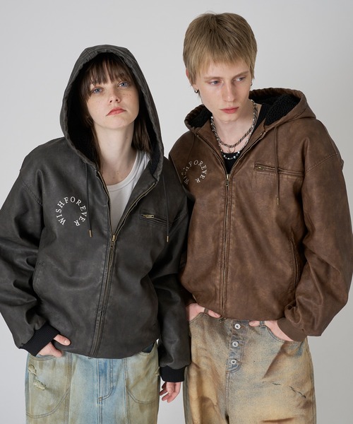 WISH FOR EVER(ウィッシュフォーエバー)の「DRAW CODE ARTIFICIAL HOOD BLOUSONS/ドローコードアティフィシャルフードブルゾン(その他アウター・メンズ・ブラウン/ブラック・LARGE/MEDIUM)」の18枚目の写真