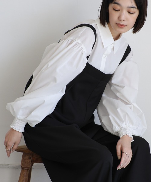 select MOCA Et(セレクトモカエト)の「【Et】Gathered Volume Sleeve Shirt(シャツ/ブラウス・レディース・ブルー/ブラック/ホワイト・FREE)」の4枚目の写真
