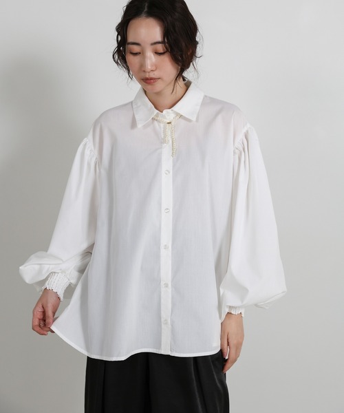 select MOCA Et(セレクトモカエト)の「【Et】Gathered Volume Sleeve Shirt(シャツ/ブラウス・レディース・ブルー/ブラック/ホワイト・FREE)」の13枚目の写真
