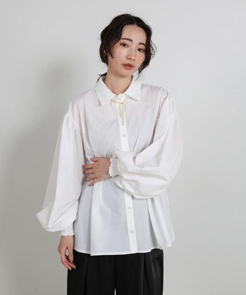 select MOCA Et(セレクトモカエト)の「【Et】Gathered Volume Sleeve Shirt(シャツ/ブラウス・レディース・ブルー/ブラック/ホワイト・FREE)」の12枚目の写真