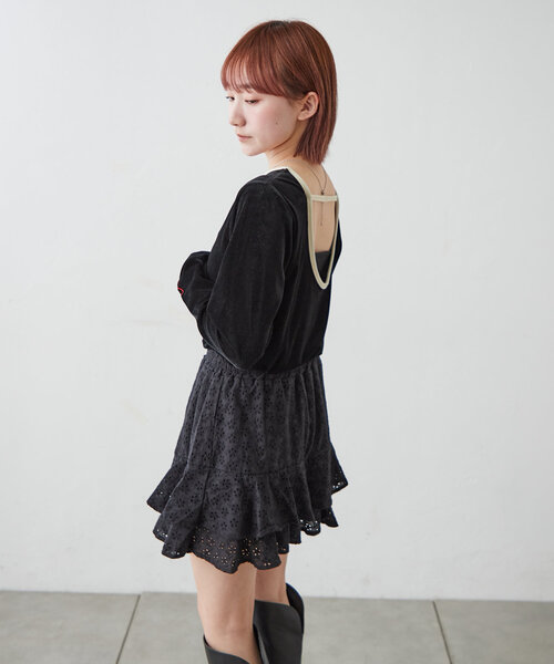 [mline]バックシャンベロアトップス（Tシャツ/カットソー）｜mline（エムライン）