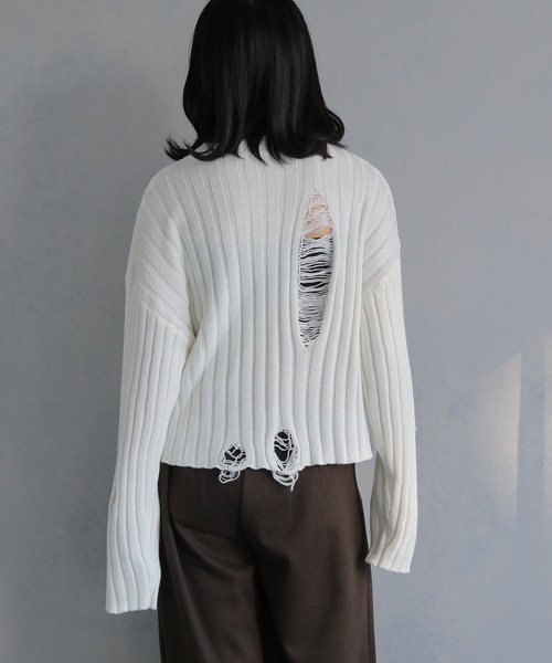cheriella（シェリエラ）の「【cheriella】ダメージニットプルオーバー DAMAGED KNIT PULLOVER（ニット/セーター・レディース・ホワイト/ブラック/ブルー・M）」の21枚目の写真