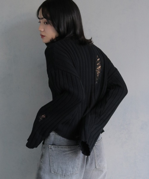 cheriella（シェリエラ）の「【cheriella】ダメージニットプルオーバー DAMAGED KNIT PULLOVER（ニット/セーター・レディース・ホワイト/ブラック/ブルー・M）」の19枚目の写真