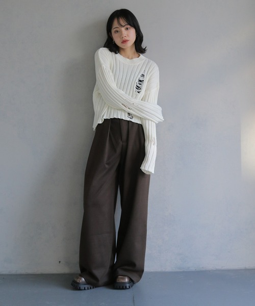 cheriella（シェリエラ）の「【cheriella】ダメージニットプルオーバー DAMAGED KNIT PULLOVER（ニット/セーター・レディース・ホワイト/ブラック/ブルー・M）」の22枚目の写真