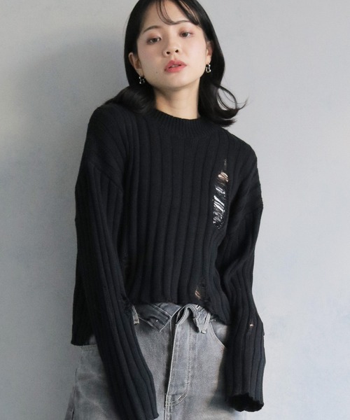 cheriella（シェリエラ）の「【cheriella】ダメージニットプルオーバー DAMAGED KNIT PULLOVER（ニット/セーター・レディース・ホワイト/ブラック/ブルー・M）」の16枚目の写真
