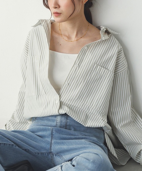 hunch（ハンチ）の「【WEB限定/別注】タイプライター オーバーシャツ（シャツ/ブラウス・レディース・チャコール/ホワイト系その他/ホワイト/ライトピンク/ブルー/ブルー系その他・FREE）」の3枚目の写真