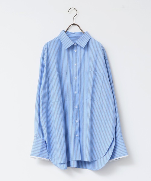 hunch（ハンチ）の「【WEB限定/別注】タイプライター オーバーシャツ（シャツ/ブラウス・レディース・チャコール/ホワイト系その他/ホワイト/ライトピンク/ブルー/ブルー系その他・FREE）」の9枚目の写真