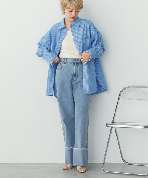 hunch（ハンチ）の「【WEB限定/別注】タイプライター オーバーシャツ（シャツ/ブラウス・レディース・チャコール/ホワイト系その他/ホワイト/ライトピンク/ブルー/ブルー系その他・FREE）」の8枚目の写真