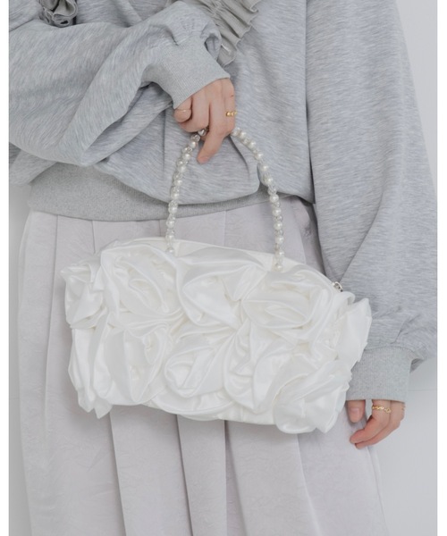 JUMELLE(ジュメロ)の「【結婚式/オケージョン】rose pearl bag(ハンドバッグ・レディース・ホワイト・FREE)」の1枚目の写真