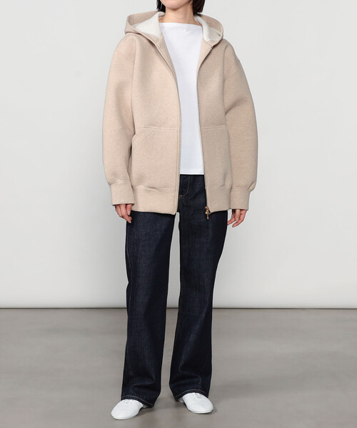 UNFIL(アンフィル)の「unfil | ダブルフェイスジャージー ジップパーカー WOMEN(パーカー・レディース・ベージュ/グレー・1)」の14枚目の写真