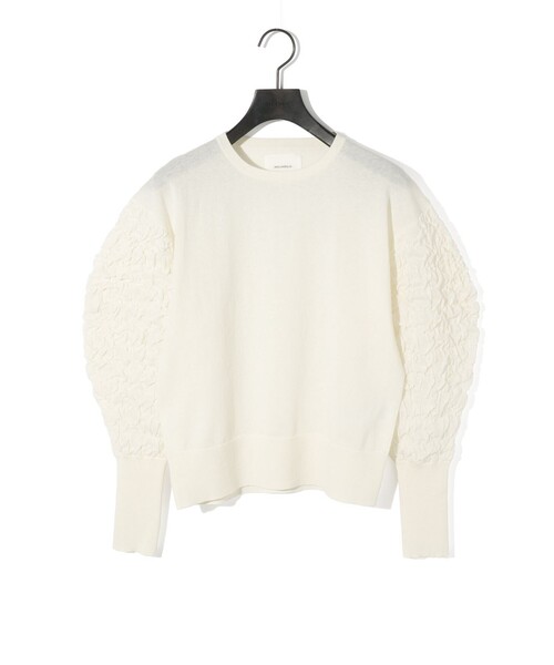 ミディウミソリッド　トップス　ホワイト セール】MIDIUMISOLID for Ladies ハイネックドロップショルダー