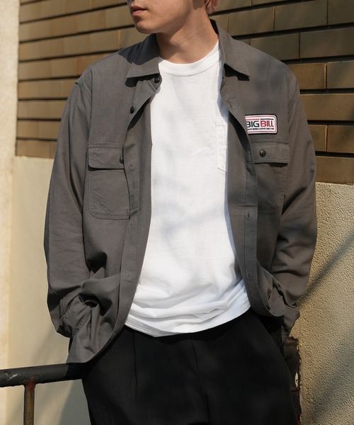 FUSE（フューズ）の「【BIG BILL/ビッグ ビル】別注 ワッペンワークシャツ（シャツ/ブラウス・メンズ・グレー/ブルー/ベージュ・01/02/03）」の2枚目の写真