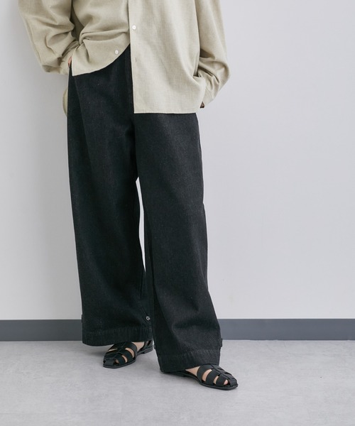 NANO universe(ナノユニバース)の「「Te Ni Wo Ha」nano・universe×片岡 健太(sumika)別注/デニムワイドパンツ(デニムパンツ・メンズ・ブラック/ネイビー・S/M/L/XL/XS)」の12枚目の写真