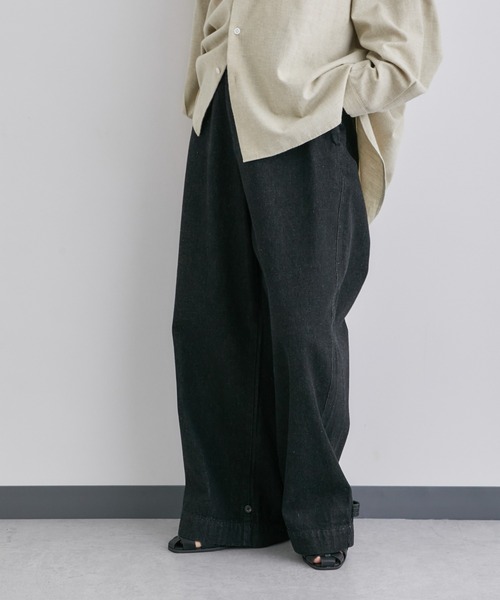 NANO universe(ナノユニバース)の「「Te Ni Wo Ha」nano・universe×片岡 健太(sumika)別注/デニムワイドパンツ(デニムパンツ・メンズ・ブラック/ネイビー・S/M/L/XL/XS)」の13枚目の写真