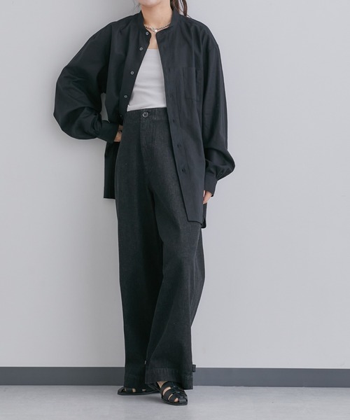 NANO universe(ナノユニバース)の「「Te Ni Wo Ha」nano・universe×片岡 健太(sumika)別注/デニムワイドパンツ(デニムパンツ・メンズ・ブラック/ネイビー・S/M/L/XL/XS)」の9枚目の写真