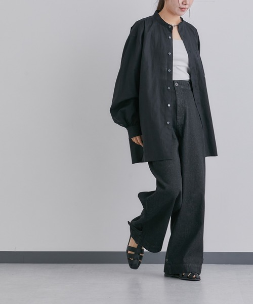 NANO universe(ナノユニバース)の「「Te Ni Wo Ha」nano・universe×片岡 健太(sumika)別注/デニムワイドパンツ(デニムパンツ・メンズ・ブラック/ネイビー・S/M/L/XL/XS)」の10枚目の写真