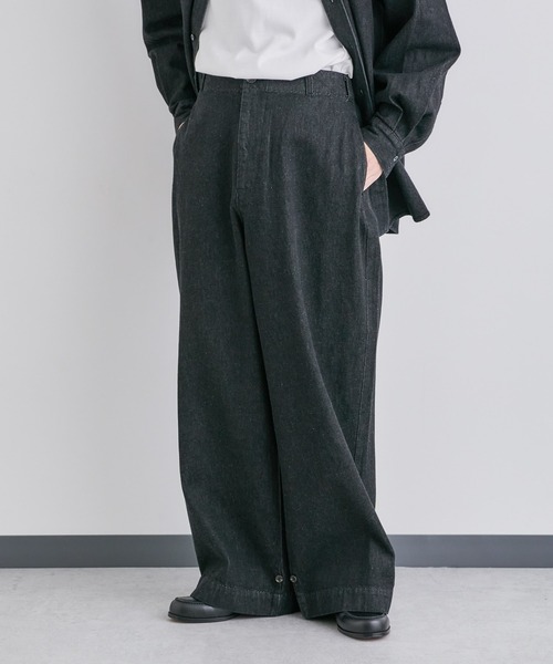 NANO universe(ナノユニバース)の「「Te Ni Wo Ha」nano・universe×片岡 健太(sumika)別注/デニムワイドパンツ(デニムパンツ・メンズ・ブラック/ネイビー・S/M/L/XL/XS)」の3枚目の写真