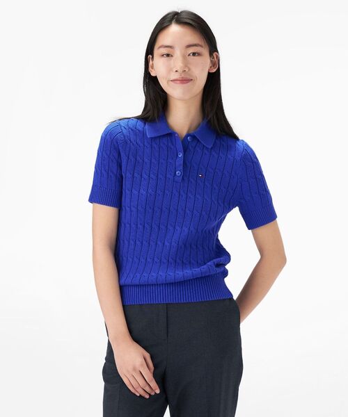 tommy jeans（トミー ジーンズ）の「ケーブルポロニット（ニット/セーター・レディース・ネイビー/ブルー/イエロー/グレー・XX-SMALL/X-SMALL/MEDIUM/SMALL）」の3枚目の写真