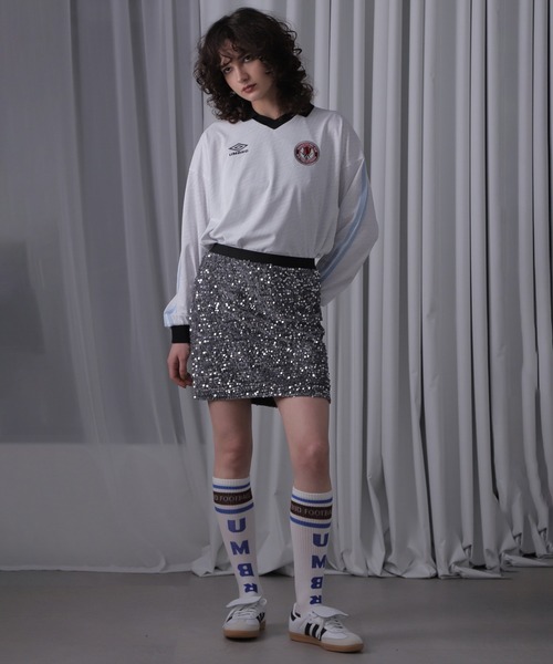 UMBRO(アンブロ)の「(UMBRO)<ROSE BUD限定>ロングスリーブゲームシャツ(Tシャツ/カットソー・レディース・ブラック/ホワイト・ONE SIZE)」の6枚目の写真