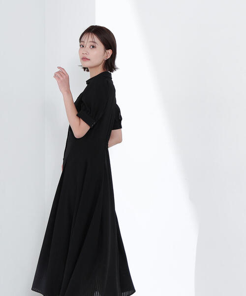 natural beauty basic シャツカラーサッカーワンピース NATURAL BEAUTY BASIC（ナチュラルビューティーベーシック）の