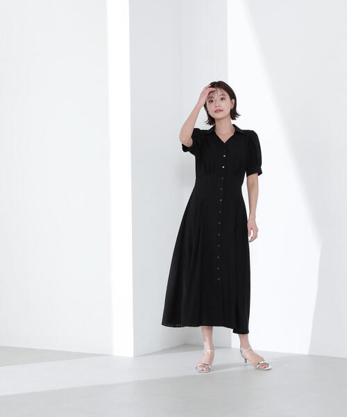 NATURAL BEAUTY BASIC（ナチュラルビューティーベーシック）の「◇シャツカラーサッカーワンピース（シャツワンピース・レディース・ブルー/ブラック/オフホワイト・MEDIUM/SMALL/P/S）」の6枚目の写真