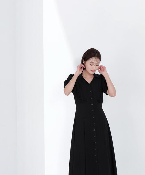 NATURAL BEAUTY BASIC（ナチュラルビューティーベーシック）の「◇シャツカラーサッカーワンピース（シャツワンピース・レディース・ブルー/ブラック/オフホワイト・MEDIUM/SMALL/P/S）」の8枚目の写真