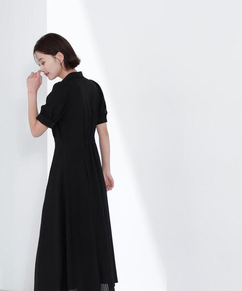 NATURAL BEAUTY BASIC（ナチュラルビューティーベーシック）の「◇シャツカラーサッカーワンピース（シャツワンピース・レディース・ブルー/ブラック/オフホワイト・MEDIUM/SMALL/P/S）」の10枚目の写真