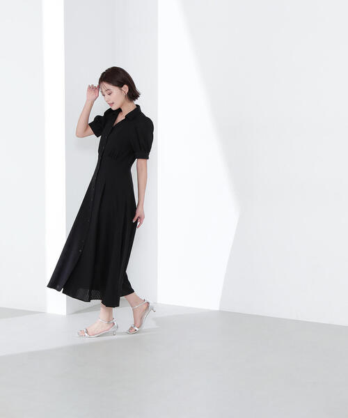 NATURAL BEAUTY BASIC（ナチュラルビューティーベーシック）の「◇シャツカラーサッカーワンピース（シャツワンピース・レディース・ブルー/ブラック/オフホワイト・MEDIUM/SMALL/P/S）」の11枚目の写真