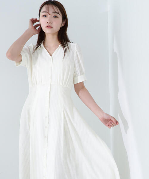 NATURAL BEAUTY BASIC シャツカラーサッカーワンピース M シャツカラーサッカーワンピース | NATURAL BEAUTY BASIC
