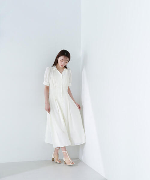 natural beauty basic シャツカラーサッカーワンピース NATURAL BEAUTY BASIC（ナチュラルビューティーベーシック）の