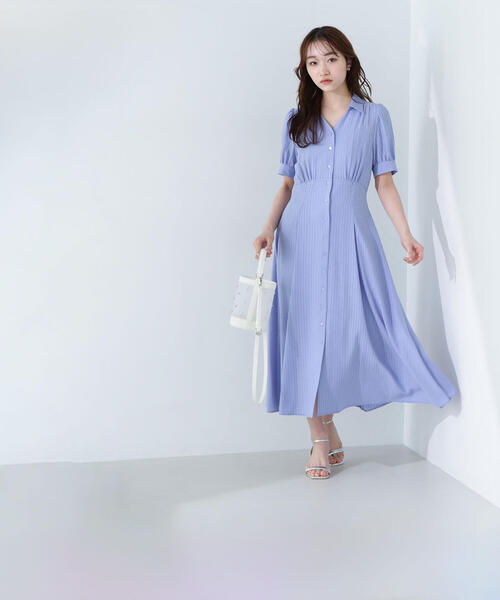NATURAL BEAUTY BASIC シャツカラーサッカーワンピース M セール】◇シャツカラーサッカーワンピース（シャツワンピース