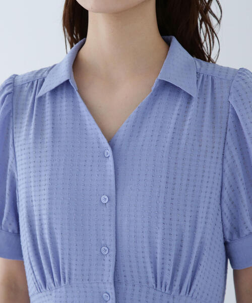NATURAL BEAUTY BASIC シャツカラーサッカーワンピース M セール】◇シャツカラーサッカーワンピース（シャツワンピース